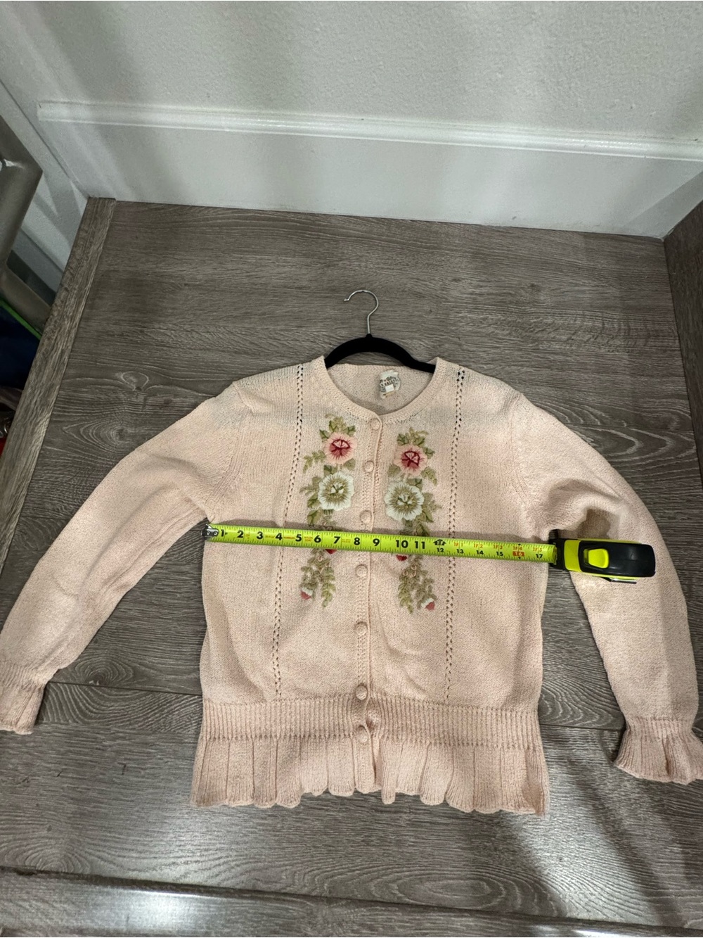 Vintage 90s Susan Bristol Blush Pink Floral Cardigan Womens XS/S Luxury Preppy